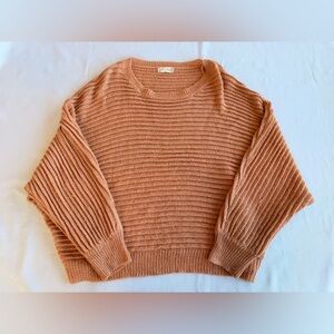 Altar’d State Ribbed Crew Neck Sweater in Soft Orange Size S/M